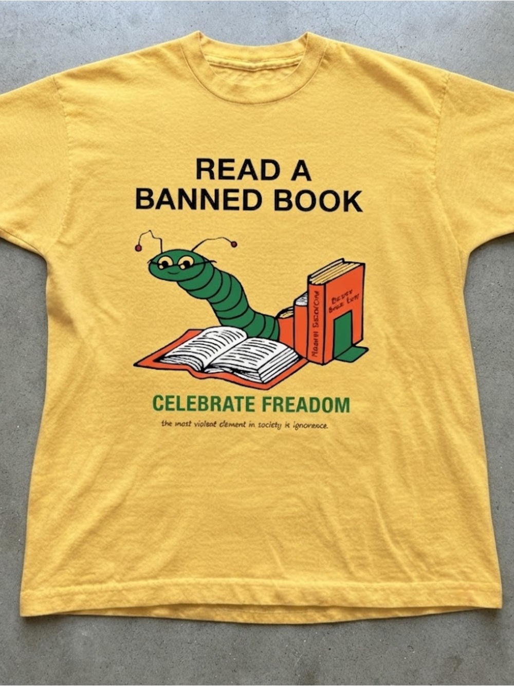 Yellow 'Read a Banned Book' Reptile Gildan T-shirt